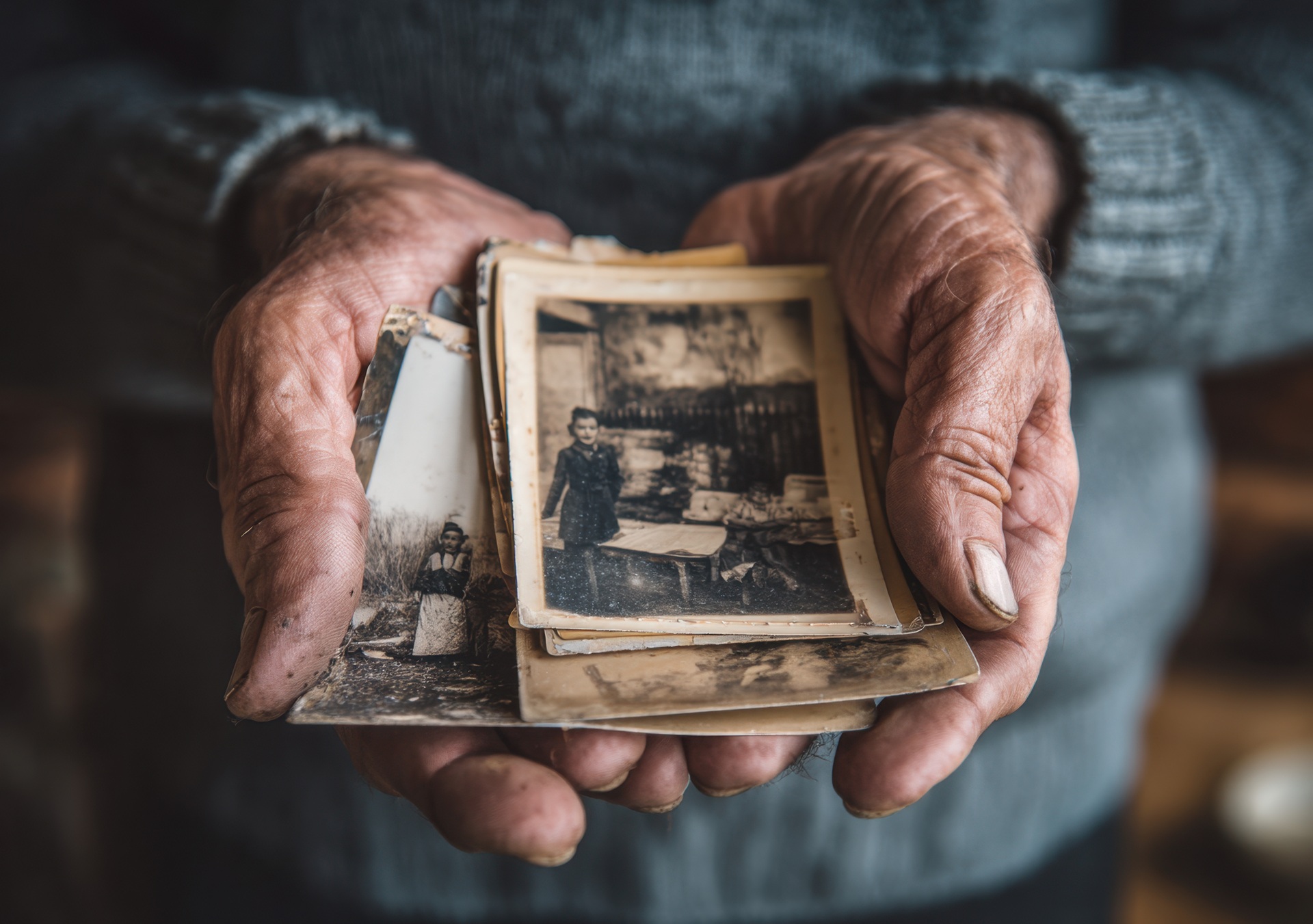 Alte Fotos in Haenden gehalten | Dias digitalisieren


